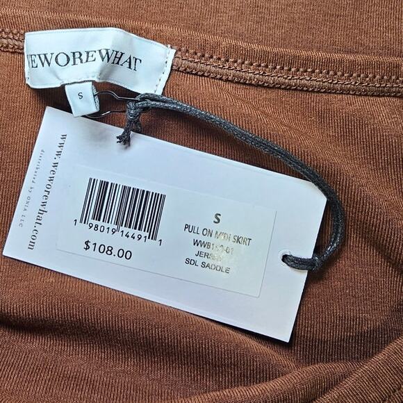 WeWoreWhat Pull On Midi Skirt Jersey Saddle Size Small - Picture 4 of 7
